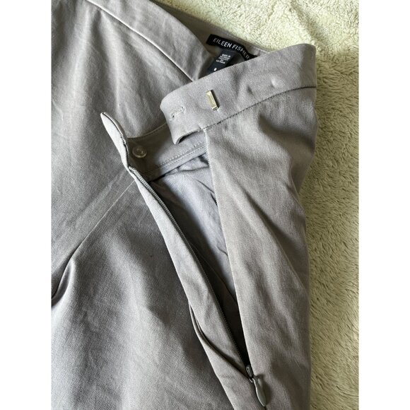 Eileen Fisher Organic Cotton Blend Gray Cropped Chino Pant Trouser Side Zip 8 - Picture 8 of 10
